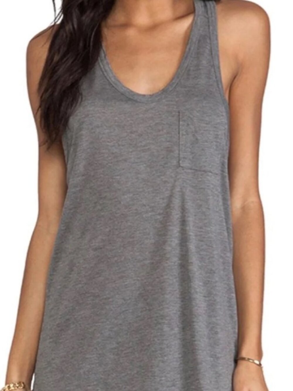 T by Alexander Wang Grey Classic Pocket Racerback Tank Top N254-42